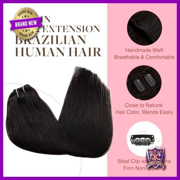 20 Inch Clip In Human Hair Extensions 7 Piece Set 120g Remy Hair